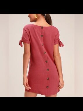 Lulu's Dusty Rose Button-Back Mini Dress